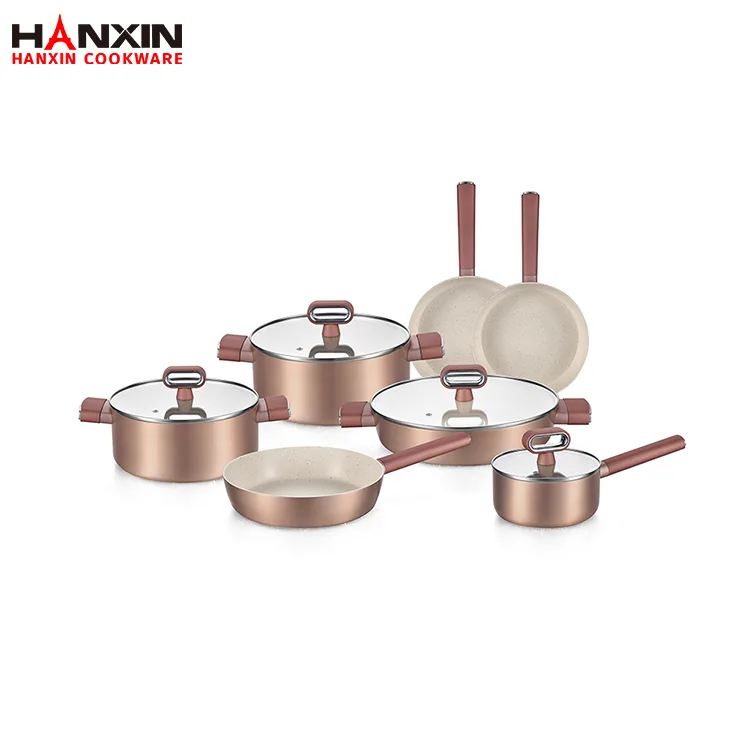 Marangyang-Estilo na Golden Color Ceramic Cookware Set